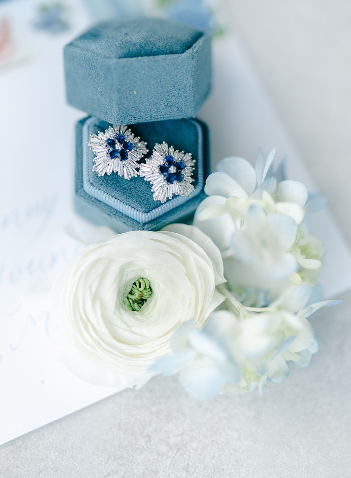 Something Blue- CZ Crystal Bridal Earring Studs